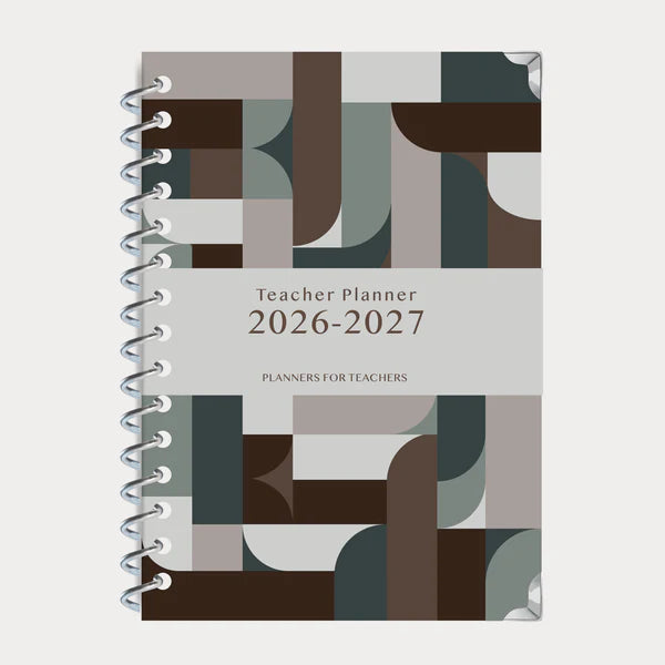Front cover of the Teacher Planner 2026-2027 Colour-Geometric paperback planner for teachers