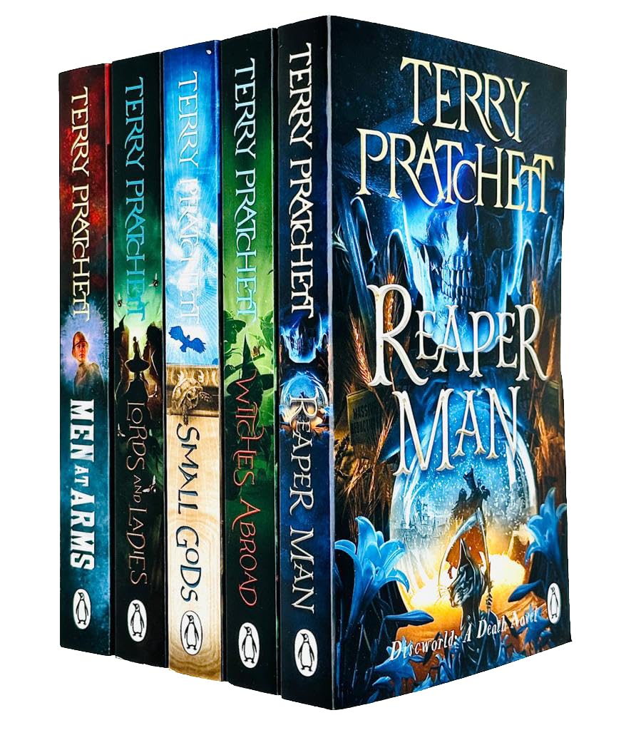 Terry Pratchett Discworld Novels 5 Book Collection Set - Reaper Man, Witches Abroad, Small Gods, Lords and Ladies, Men at Arms - Paperback