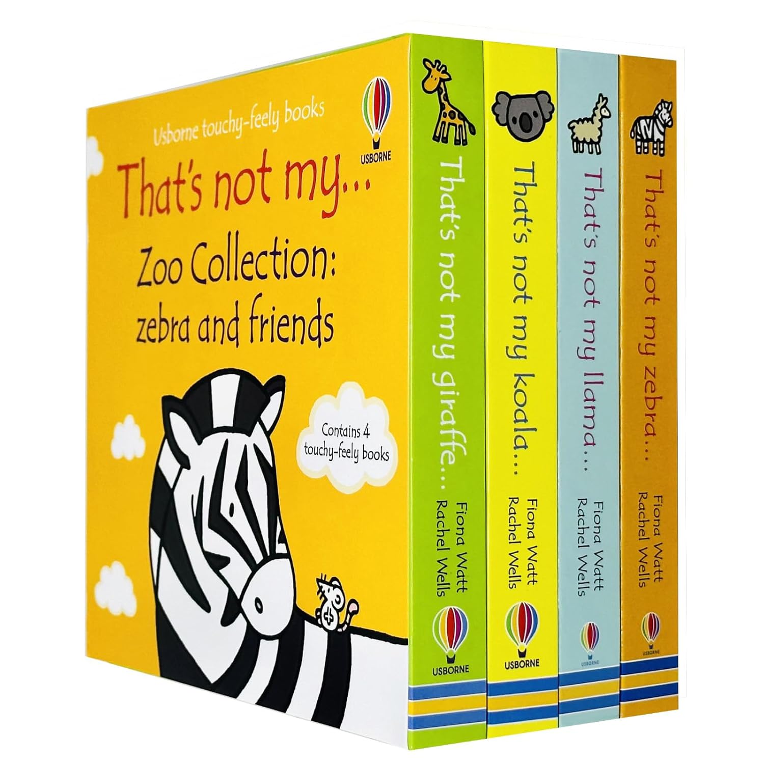 That's Not My Zoo Collection by Fiona Watt - 4 touchy-feely board books - Zebra, Llama, Koala, Giraffe - Ages 0-5