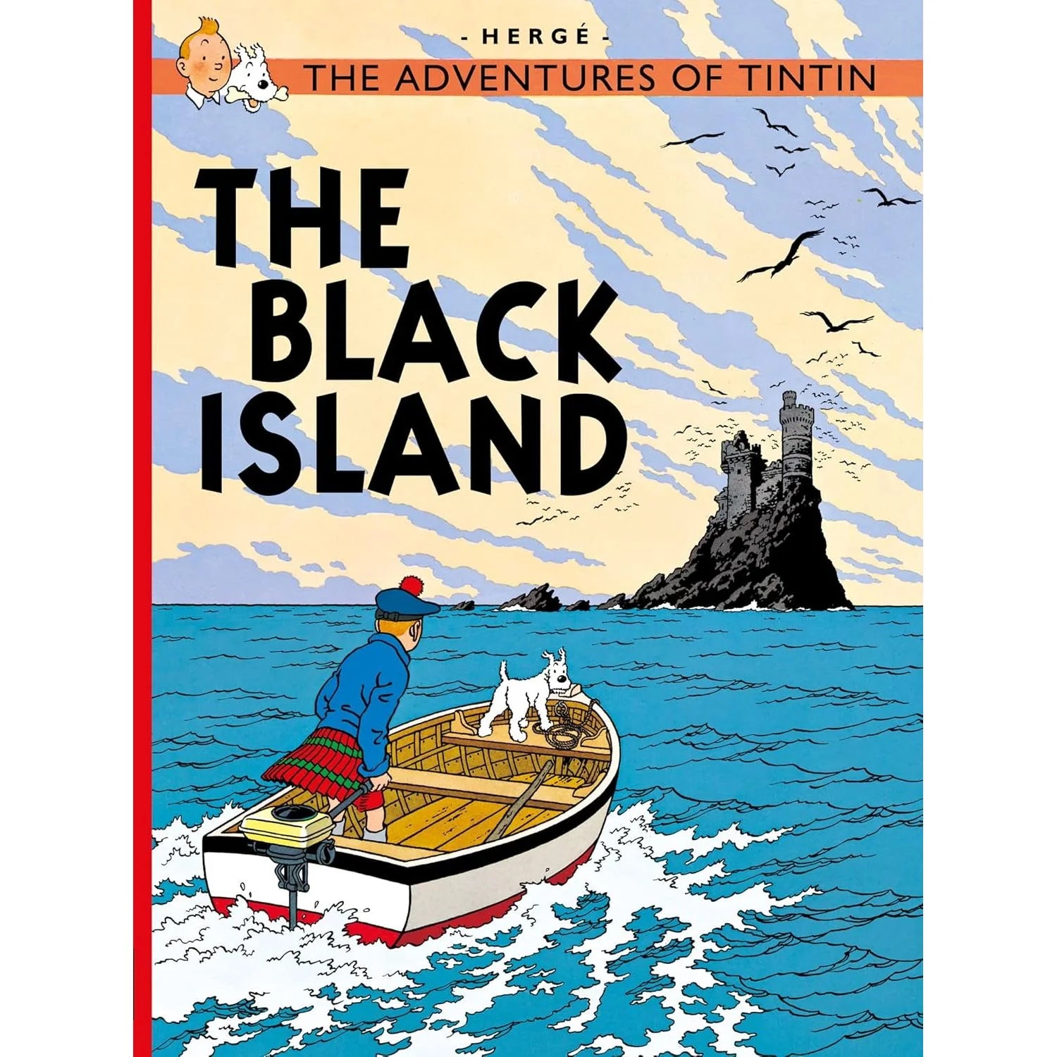 The Black Island by Hergé - The Adventures of Tintin - Paperback graphic novel front cover, ages 8-12