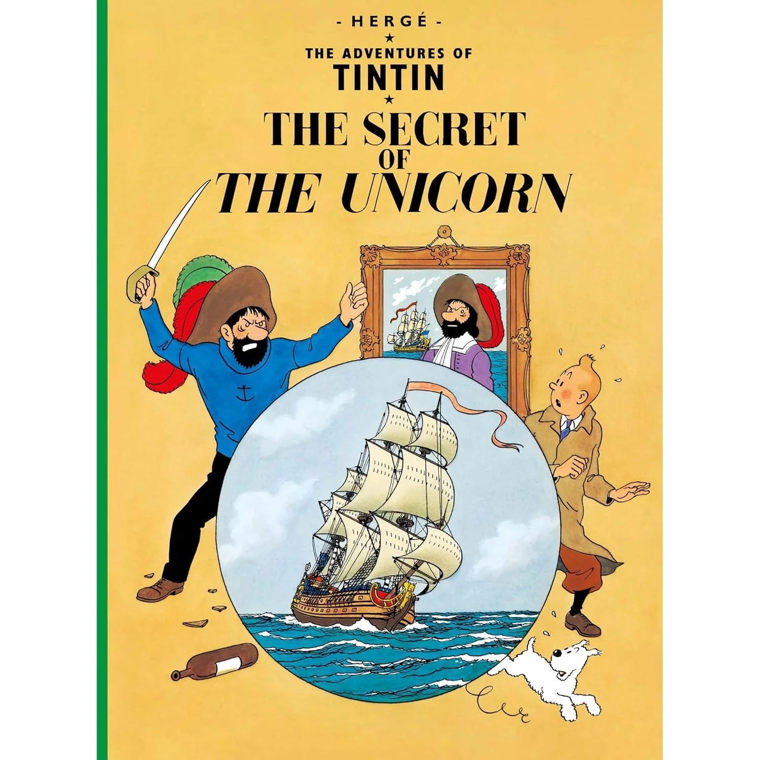 The Adventures of Tintin: The Secret of the Unicorn by Hergé - Paperback graphic novel front cover, ages 8+