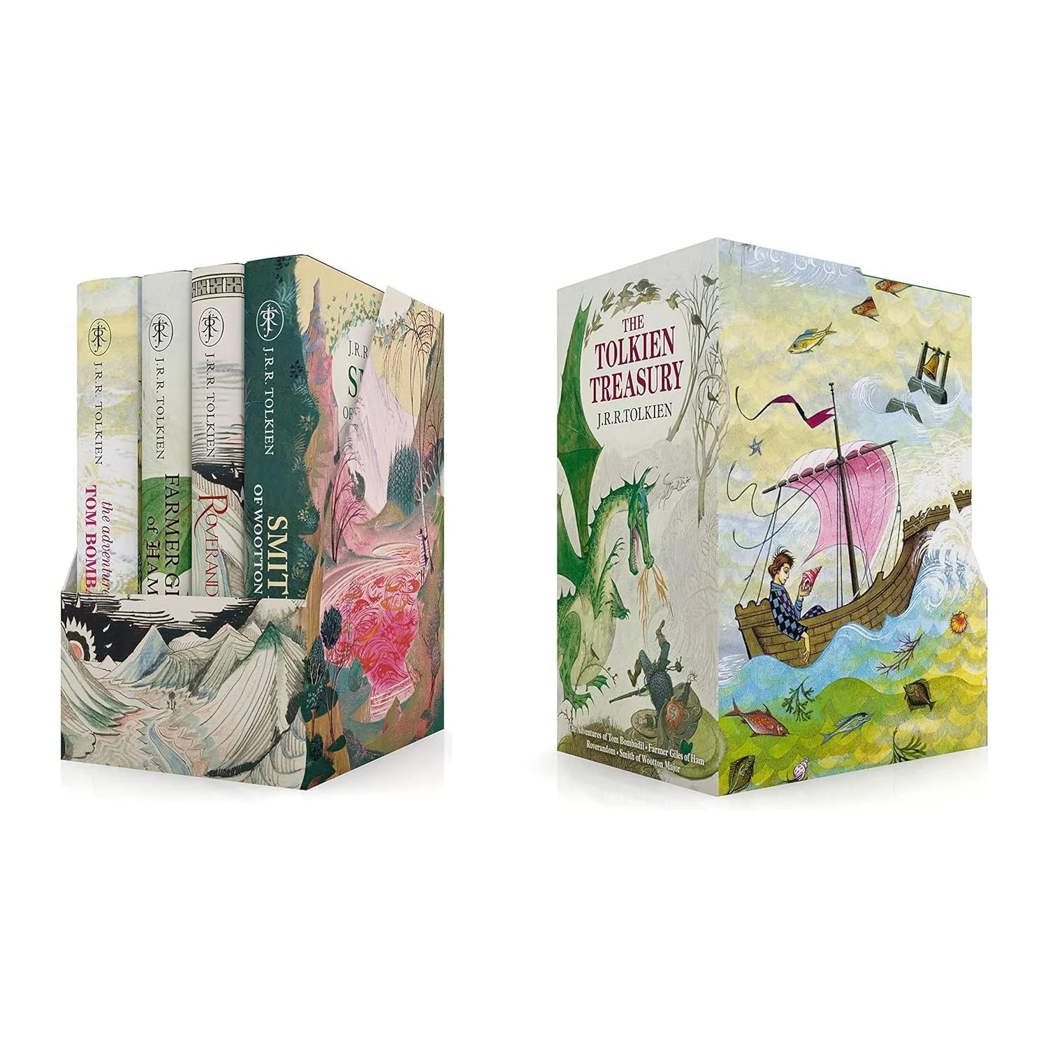 The Tolkien Treasury 4 Books Collection Set by J. R. R. Tolkien - Roverandom, Farmer Giles of Ham, The Adventures of Tom Bombadil, Smith of Wootton Major - Deluxe Hardback Boxed Gift Set