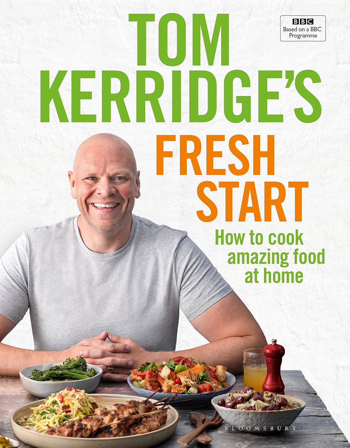 Tom Kerridge's Fresh Start hardback cookbook front cover - 100 easy healthy recipes
