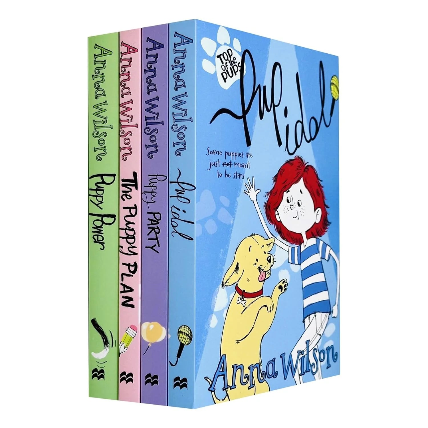 Top of the Pups 4 Books Set by Anna Wilson - Puppy Power, The Puppy Plan, Puppy Party and Pup Idol - Paperback for Ages 7-9
