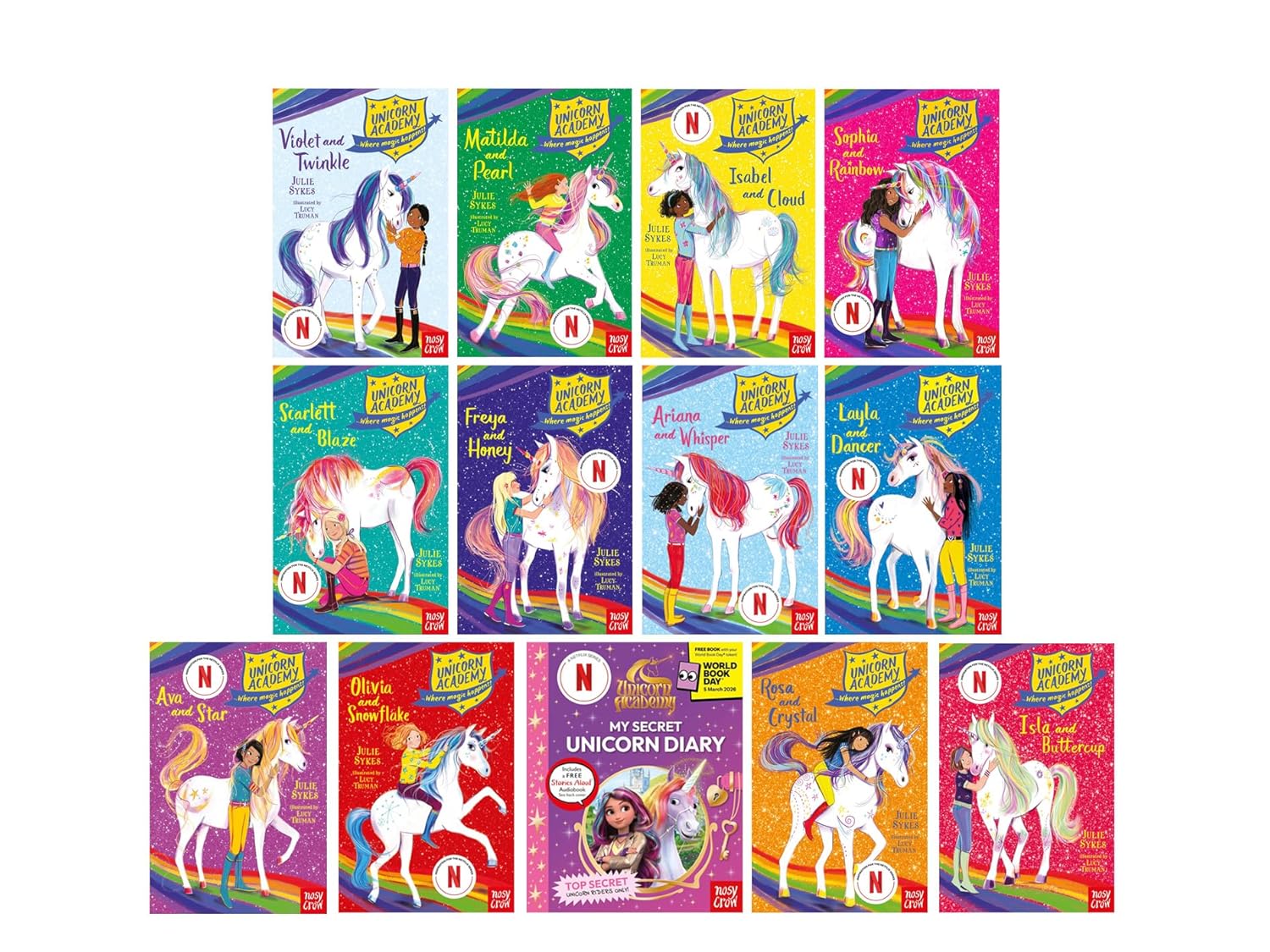 Unicorn Academy by Julie Sykes 13 Books Collection Set - Ages 5-7 - Paperback, including bonus World Book Day mini diary