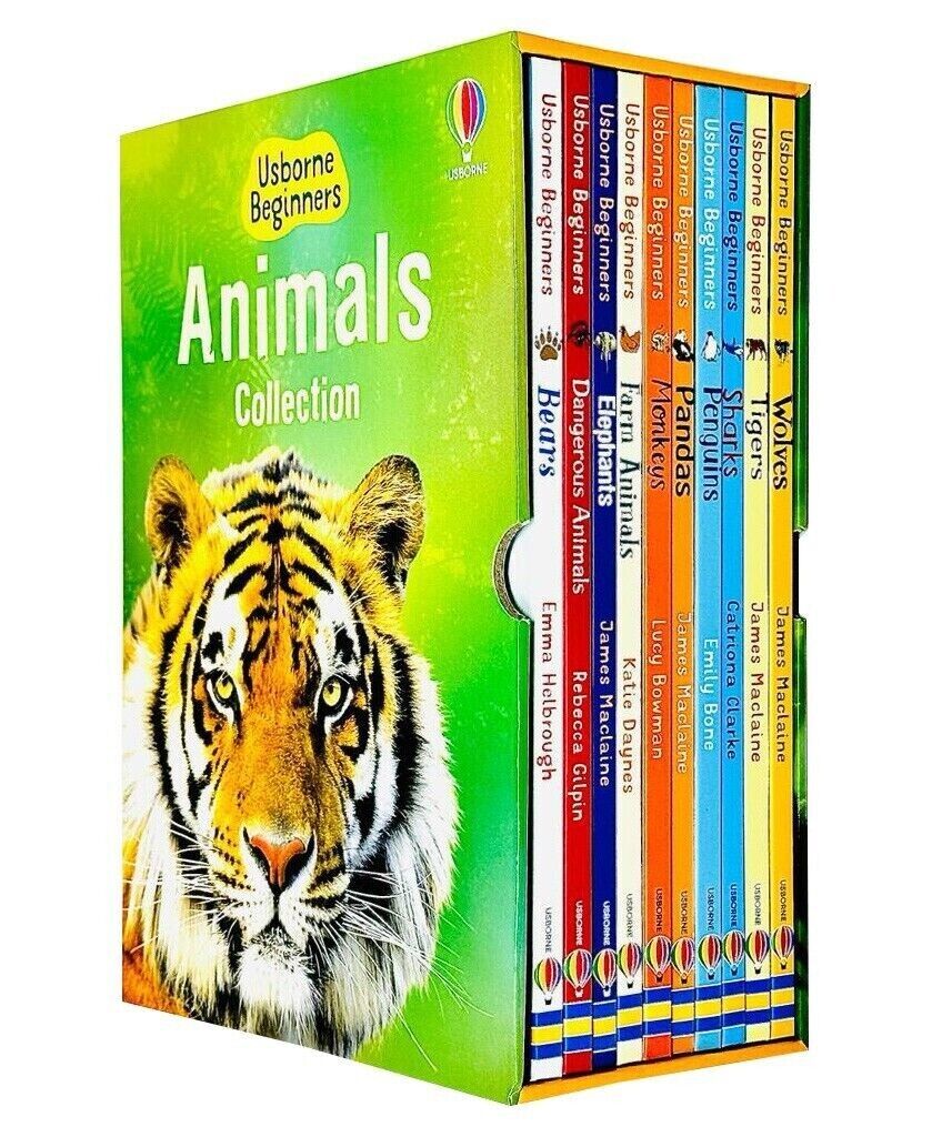 Usborne Beginners Animals Series 10 Books Collection Set (Wolves, Tigers, Sharks & More) - Ages 5-7 - Paperback