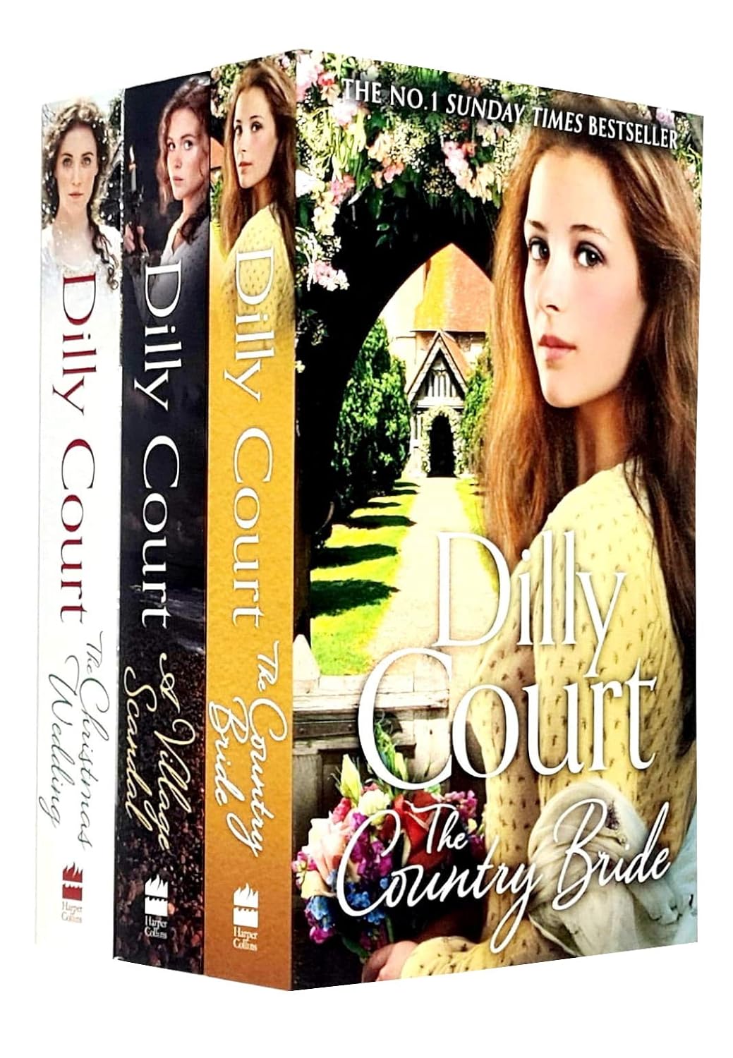 The Village Secrets Trilogy by Dilly Court paperback 3 book collection set - The Christmas Wedding, A Village Scandal, The Country Bride
