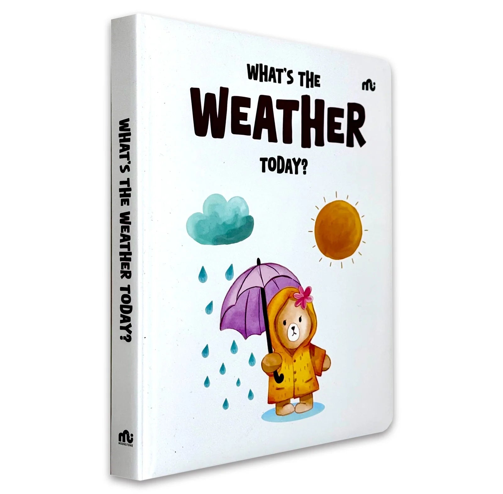 What's the Weather Today? by Rupabai - board book cover, rain and seasons picture book for ages 3-5