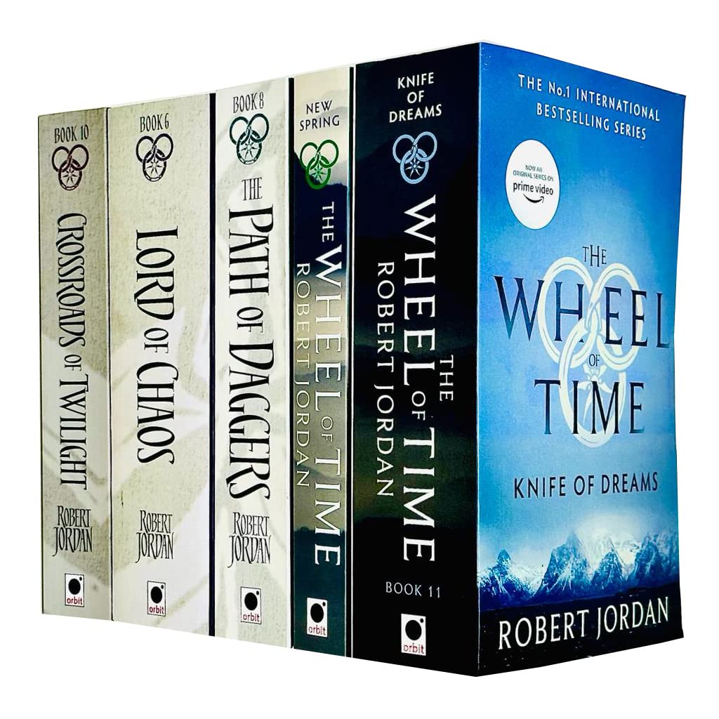 Wheel of Time 5 Books Collection Set by Robert Jordan - Knife of Dreams, New Spring, Lord of Chaos, The Path of Daggers, Crossroads of Twilight - Paperback