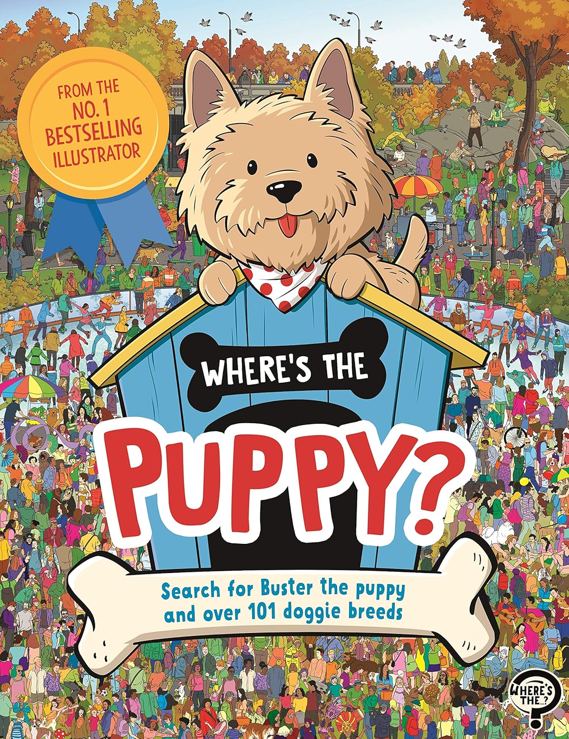 Where's the Puppy? by Frances Evans, illustrated by Paul Moran - paperback search and find activity book, ages 5-7, cover showing Buster the puppy