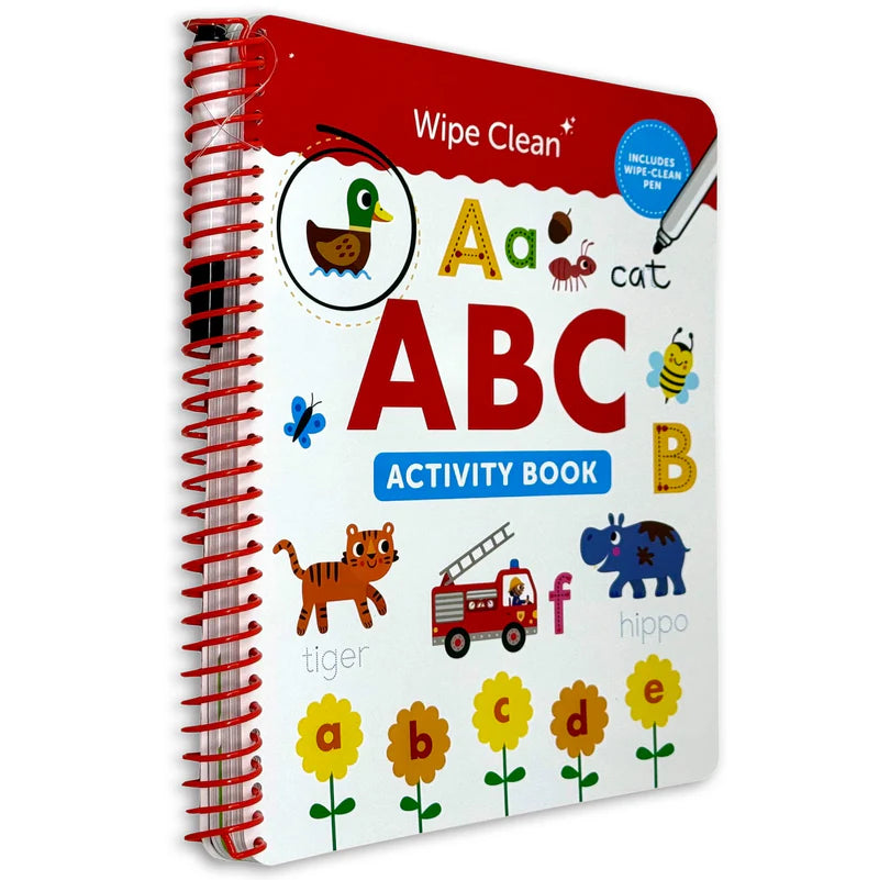 Wipe Clean ABC Activity Book by Sandcastle Books paperback cover, ages 3-5 alphabet tracing book