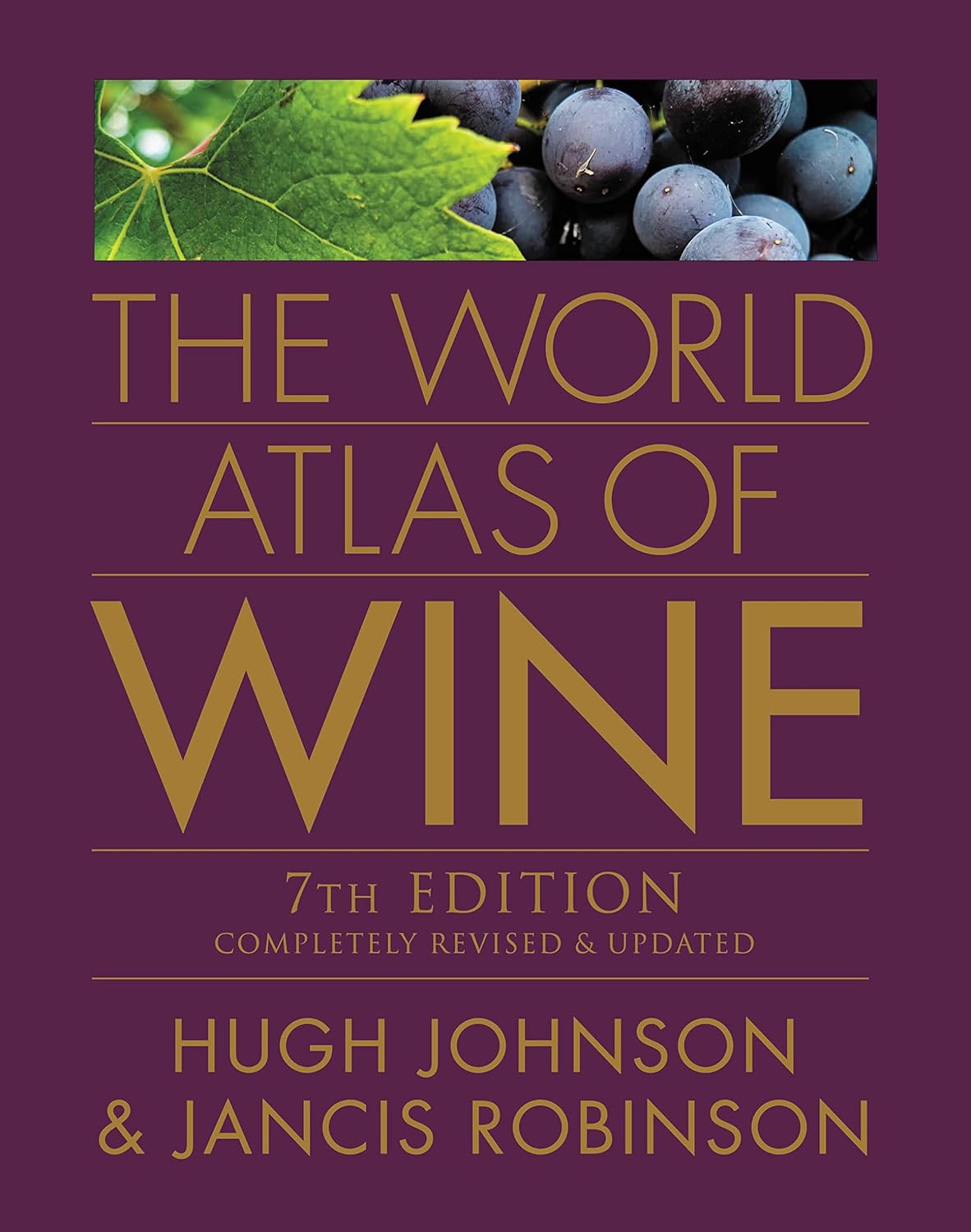 The World Atlas of Wine 7th Edition by Hugh Johnson and Jancis Robinson - hardback wine reference book cover with maps and regional guides