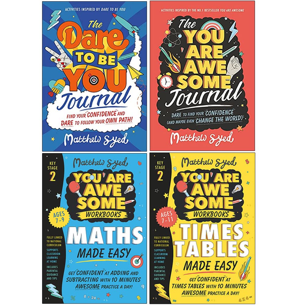 You Are Awesome 4 Books Collection Set by Matthew Syed - Paperback journals and maths workbooks for ages 8-12