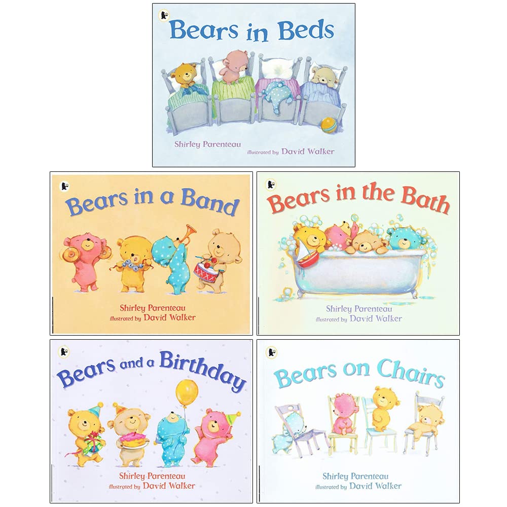 Shirley Parenteau Collection 5 Books Set, Bears in Beds, Bears in a Band, Paperback - Lets Buy Books