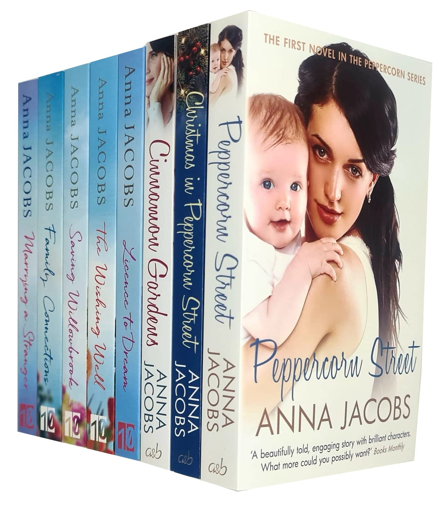 Anna Jacobs 8 Books Collection Set - Peppercorn Street, Cinnamon Gardens, Wishing Well and more - Paperback Family Saga Fiction
