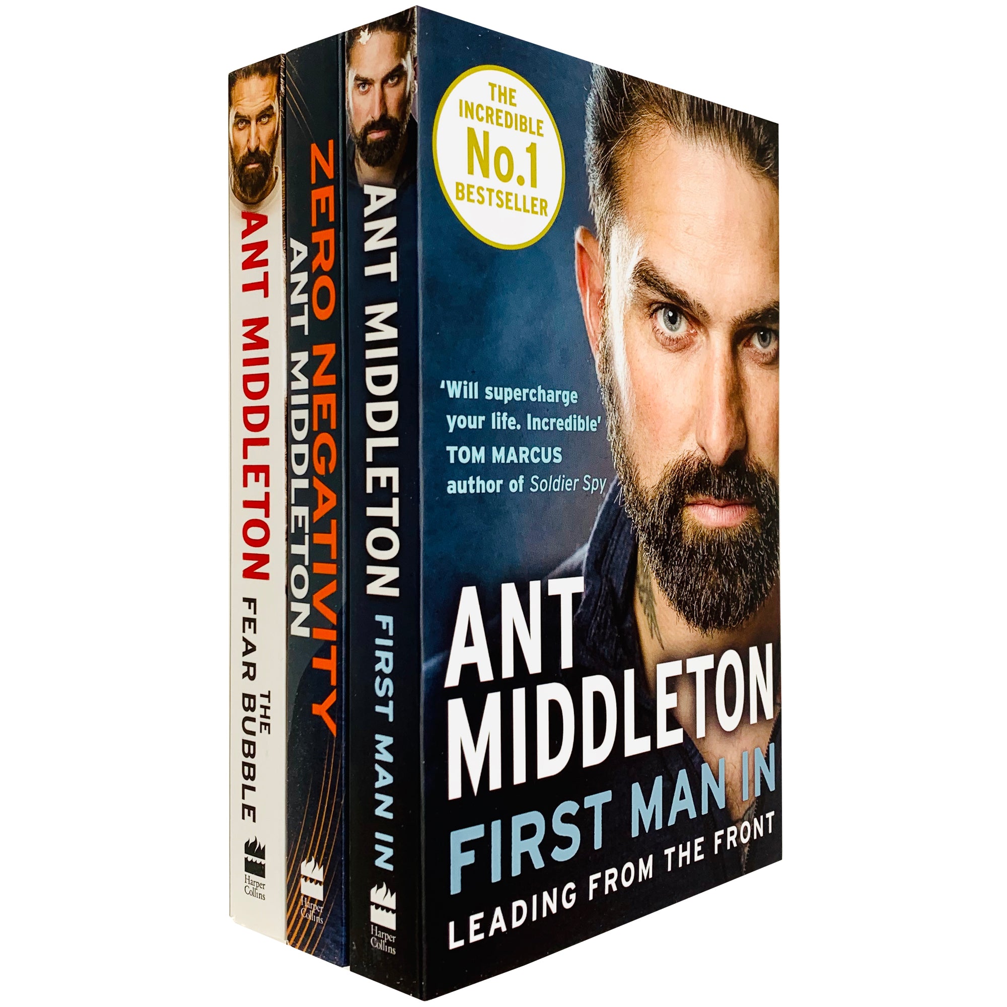 Ant Middleton 3 Books Collection Set - Zero Negativity, The Fear Bubble, First Man In Leading from the Front - Paperback