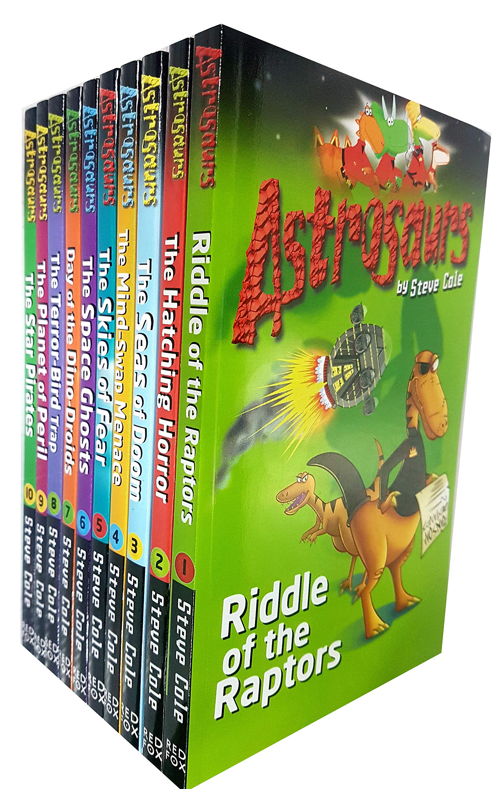 Astrosaurs Series 1 by Steve Cole 10 Books Collection Set, paperback, including Riddle of the Raptors - children's dinosaur space adventures for ages 7-9