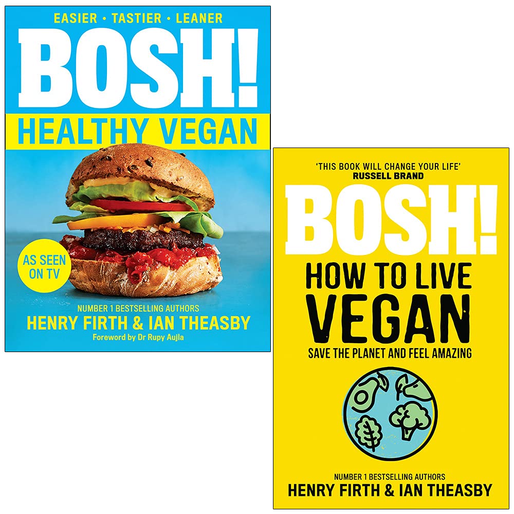 BOSH! Healthy Vegan and BOSH! How to Live Vegan by Henry Firth and Ian Theasby - 2 book paperback collection set cover