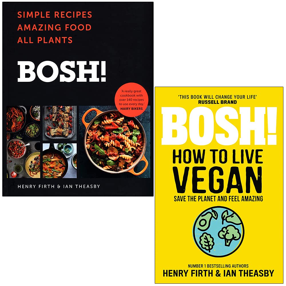 BOSH! Simple Recipes and How to Live Vegan by Henry Firth and Ian Theasby - 2 Book Paperback Set - vegan cookbook and lifestyle guide