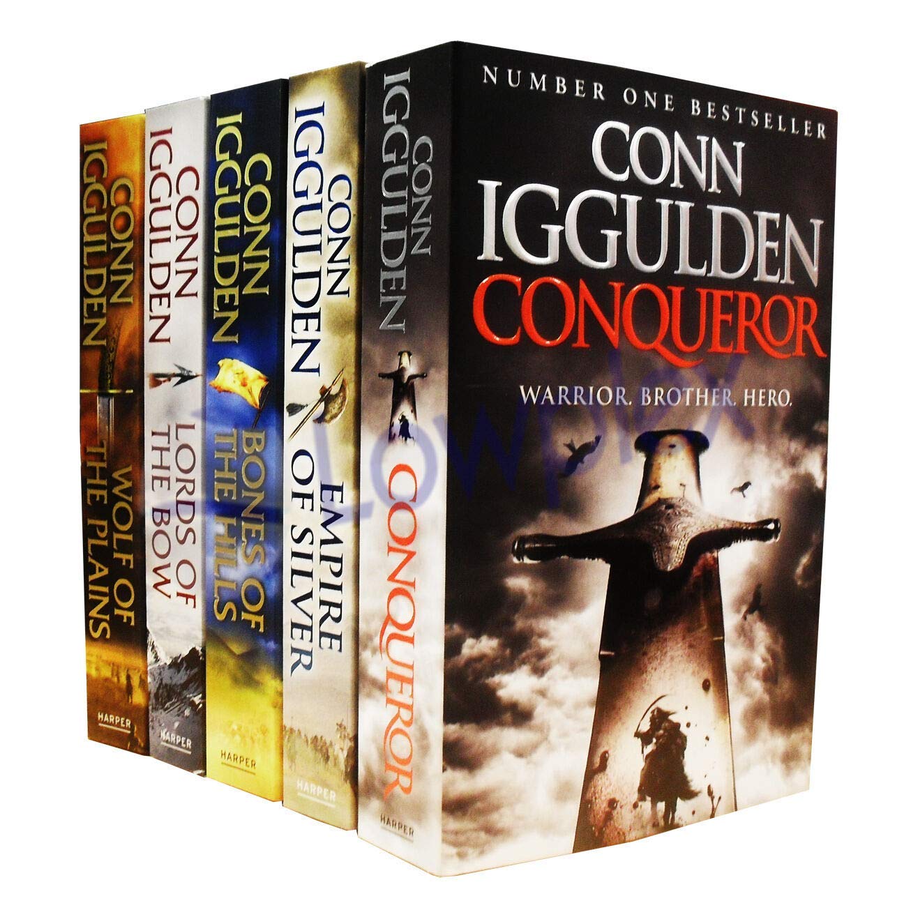 Conqueror Series 5 Books Collection Set by Conn Iggulden - Wolf of the Plains, Lords of the Bow, Bones of the Hills, Empire of Silver, Conqueror - Paperback