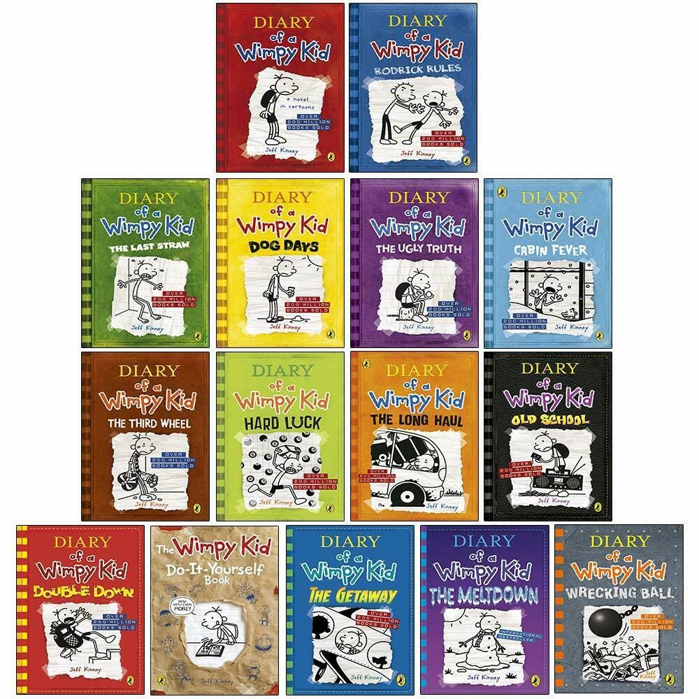 Diary of a Wimpy Kid 15 Books Collection Set by Jeff Kinney - complete series including Rodrick Rules and Dog Days - Ages 9-12 Mixed Format
