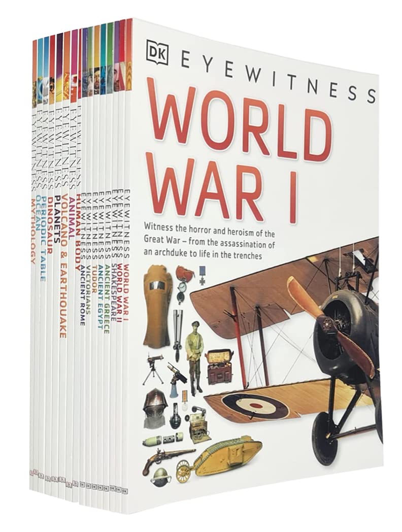 DK Eyewitness 16 Books Collection Set paperback - Human Body, Ocean, Volcano & Earthquake, Tudor and more, ages 9-12