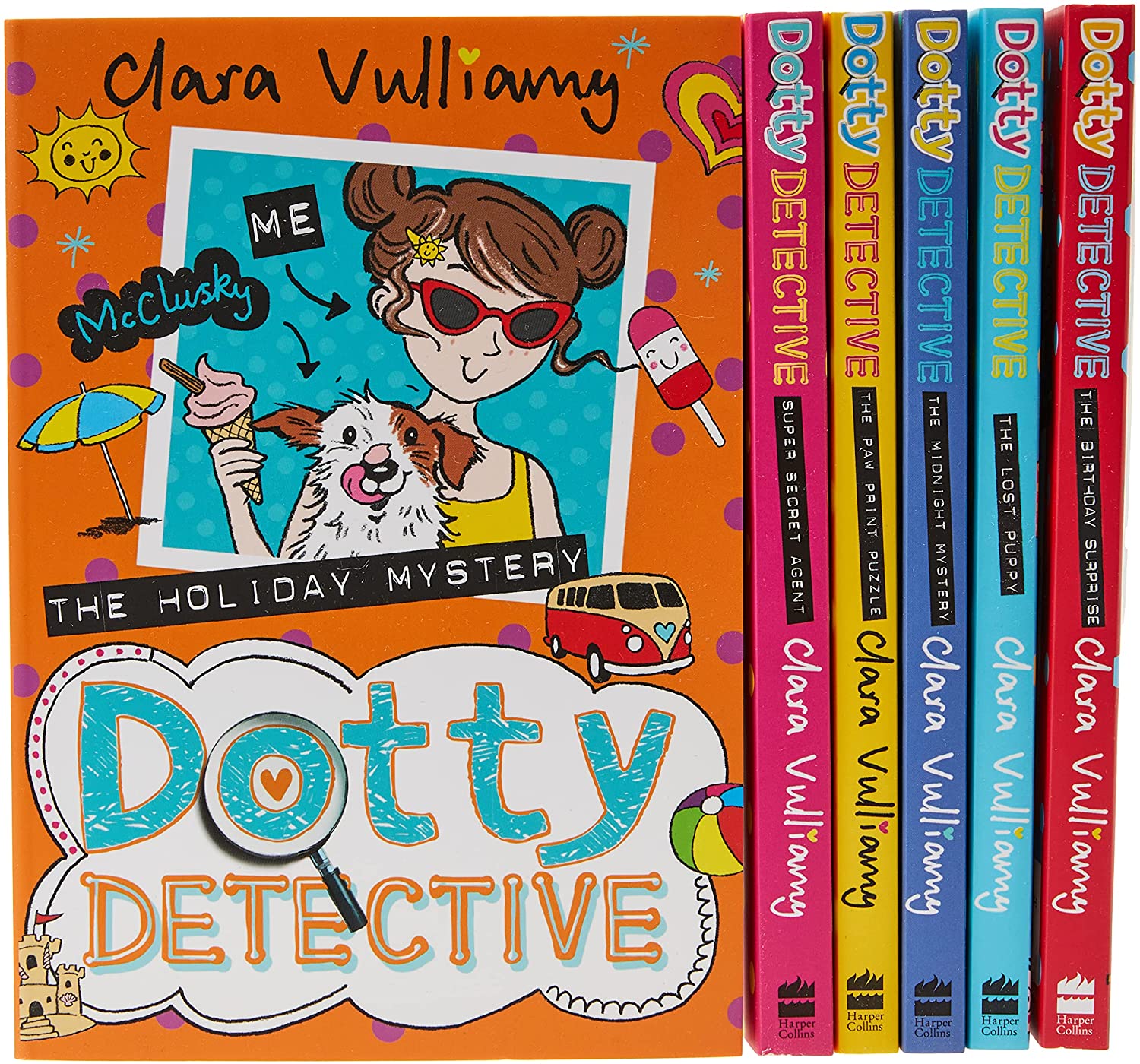 Dotty Detective 6 Book Collection Set by Clara Vulliamy - Paperback - Ages 7-9 - includes The Paw Print Puzzle, The Midnight Mystery, The Lost Puppy, The Birthday Surprise and The Holiday Mystery