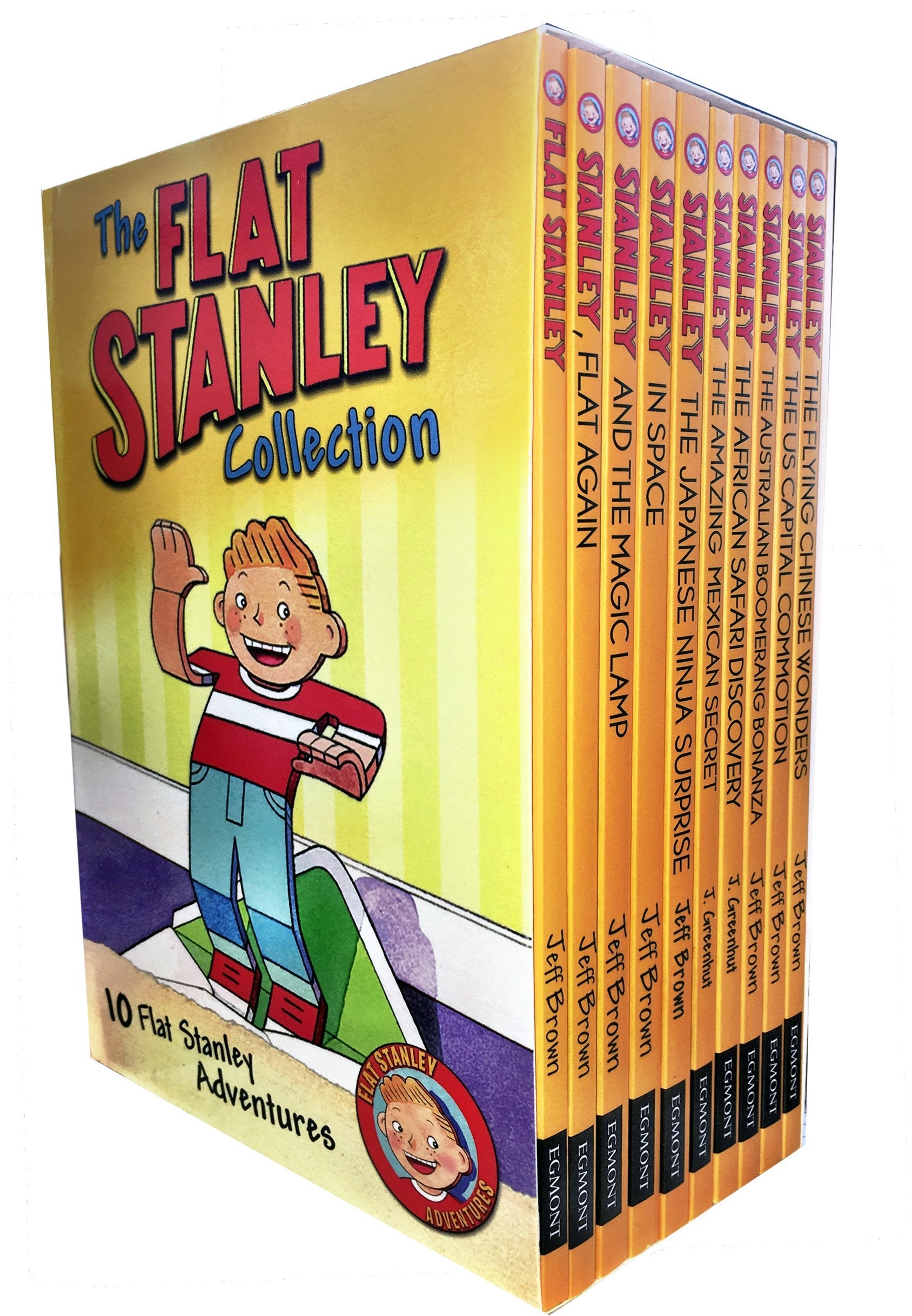Flat Stanley Adventure 10 Books Collection Box Set by Jeff Brown - Paperback - Ages 5-7 - includes Flat Stanley, Stanley in Space, Stanley And The Magic Lamp and Worldwide Adventures titles