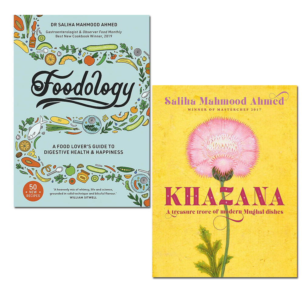 Foodology & Khazana by Saliha Mahmood Ahmed - 2 Books Hardback Collection Set - Indo-Persian and gut health cookbooks
