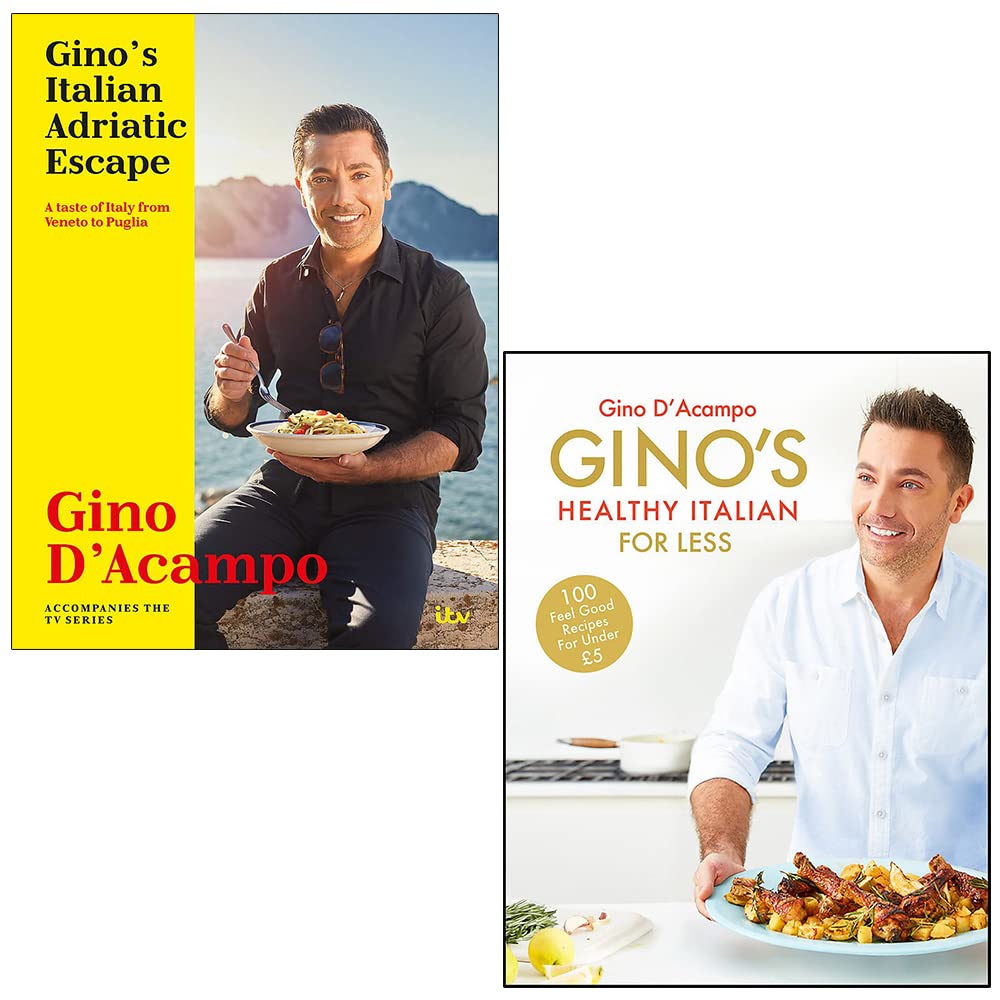Gino D'Acampo 2 Books Set - Gino's Italian Adriatic Escape & Gino's Healthy Italian for Less - Hardback cookbooks