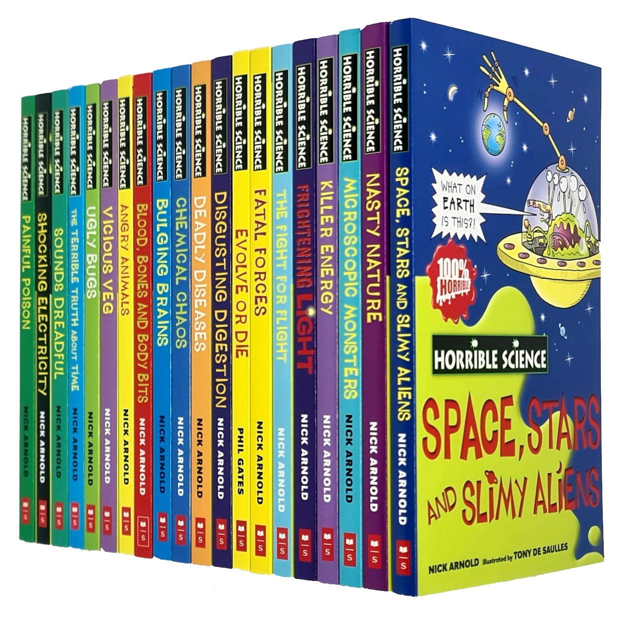 Horrible Science Bulging Box of 20 Brilliant Books by Nick Arnold - Paperback Collection Set - Ages 8-12