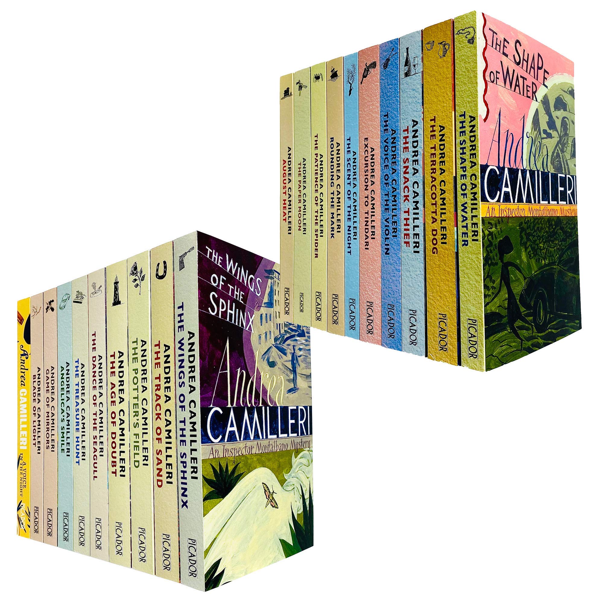 Inspector Montalbano Mysteries Series Books 1-20 by Andrea Camilleri - complete Sicilian crime fiction paperback collection set