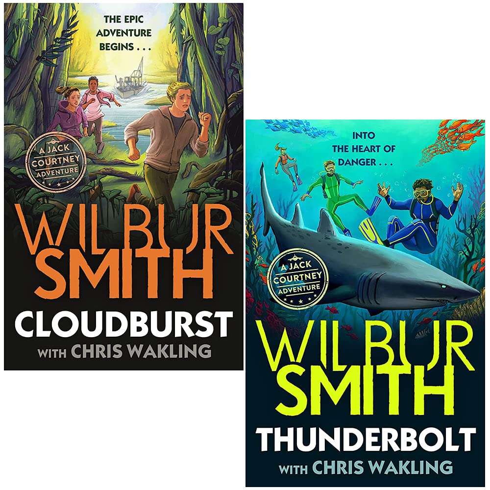 Jack Courtney Adventures 2 Books Collection Set by Wilbur Smith - Cloudburst and Thunderbolt paperback editions for ages 9-12