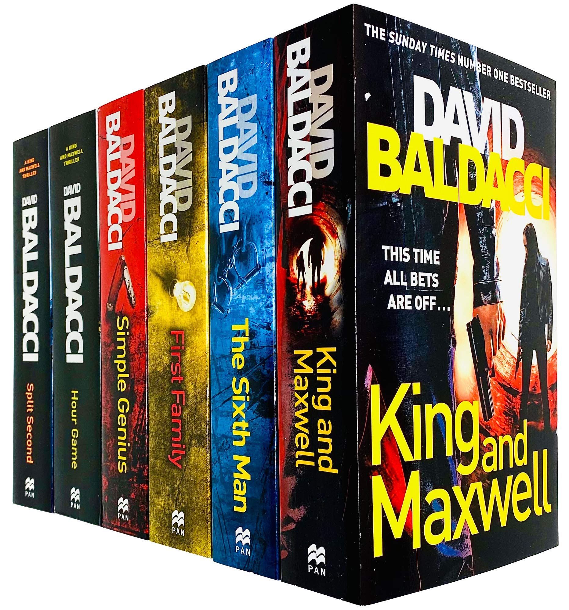 King and Maxwell Series 6 Books Collection Set by David Baldacci - Paperback thriller box set featuring Split Second, Hour Game, Simple Genius, First Family, The Sixth Man and King and Maxwell