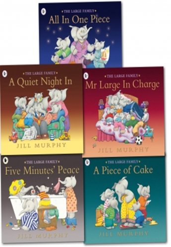 Large Family 5 Books Collection Set by Jill Murphy - A Quiet Night In, A Piece of Cake, Mr Large in Charge, Five Minutes' Peace, All In One Piece - Paperback Ages 3-7