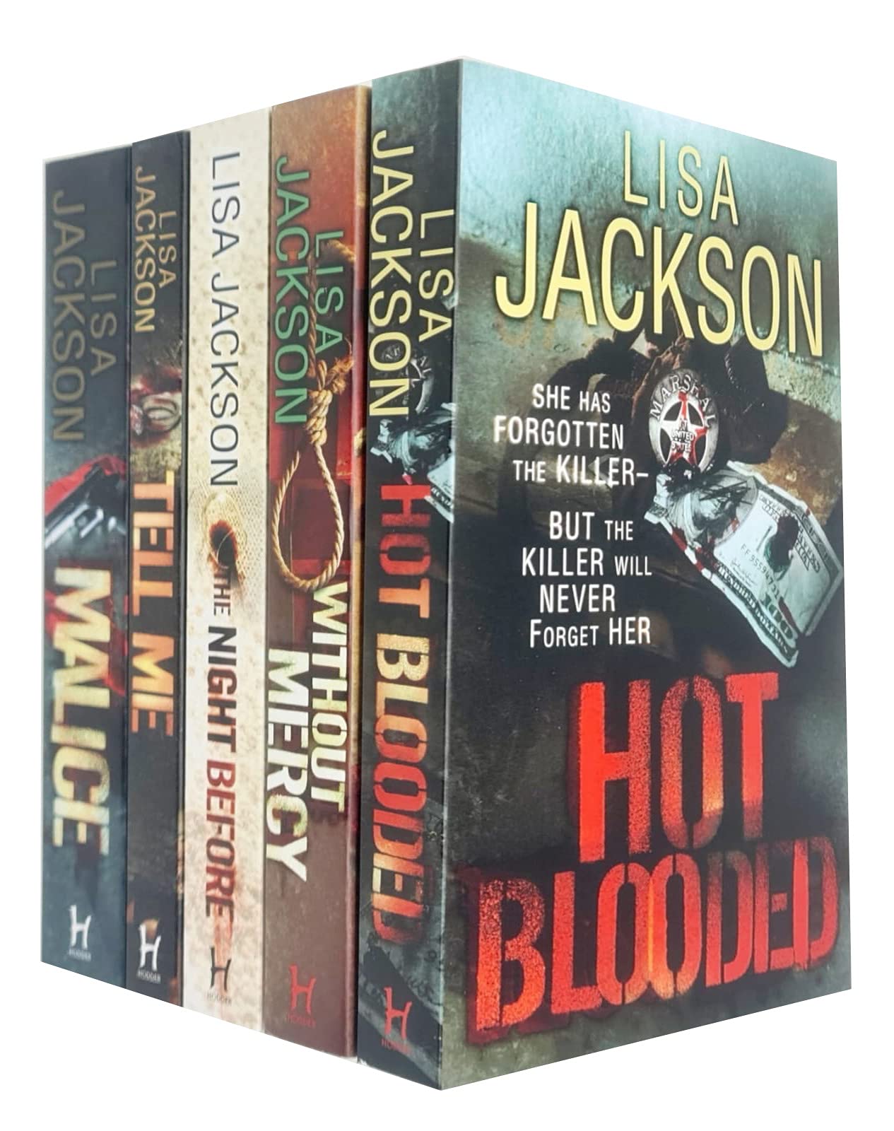 Lisa Jackson 5 Books Collection Set paperback - Hot Blooded, Without Mercy, The Night Before, Tell Me, Malice
