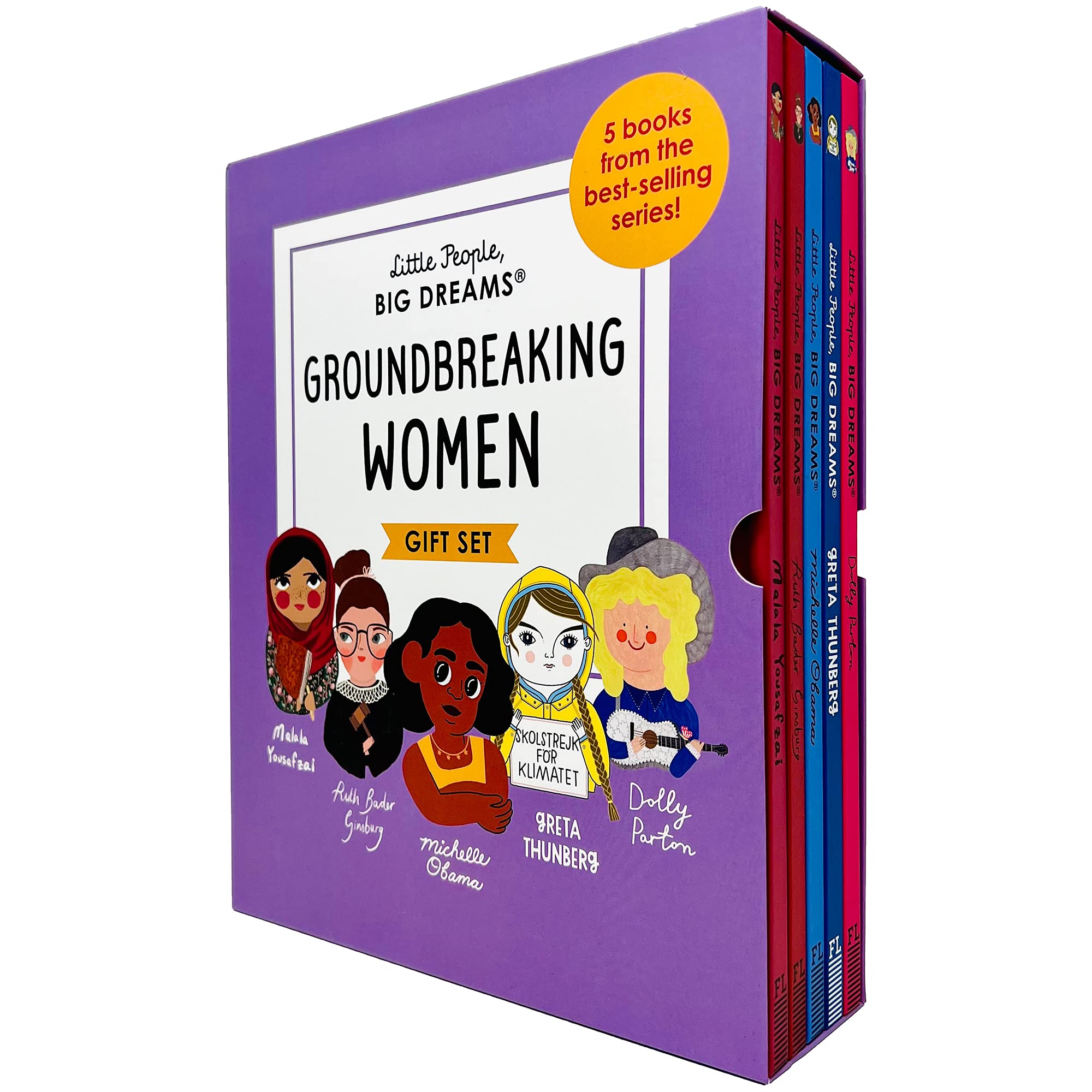 Little People, Big Dreams Groundbreaking Women 5 Books Collection - hardback set featuring Malala Yousafzai, Ruth Bader Ginsburg, Michelle Obama, Greta Thunberg and Dolly Parton