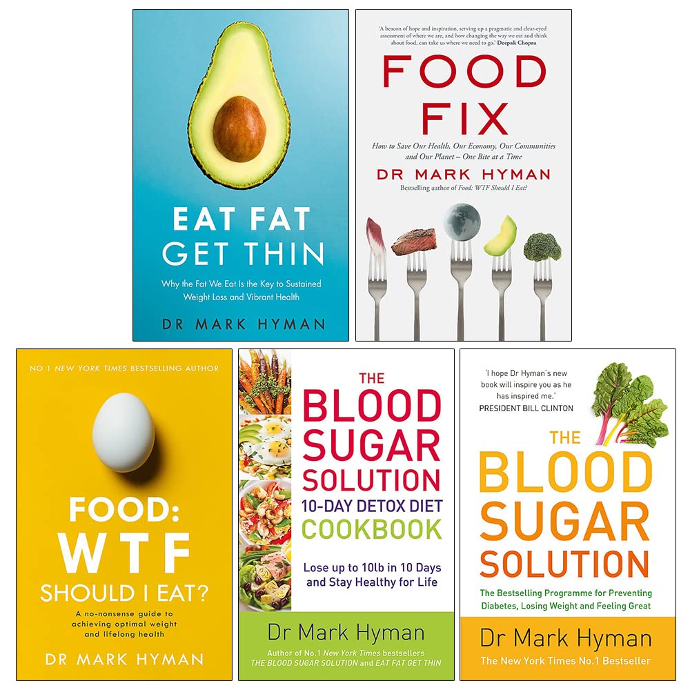 Mark Hyman 5 Books Collection Set - Food Fix, Eat Fat Get Thin, Blood Sugar Solution & more - Paperback
