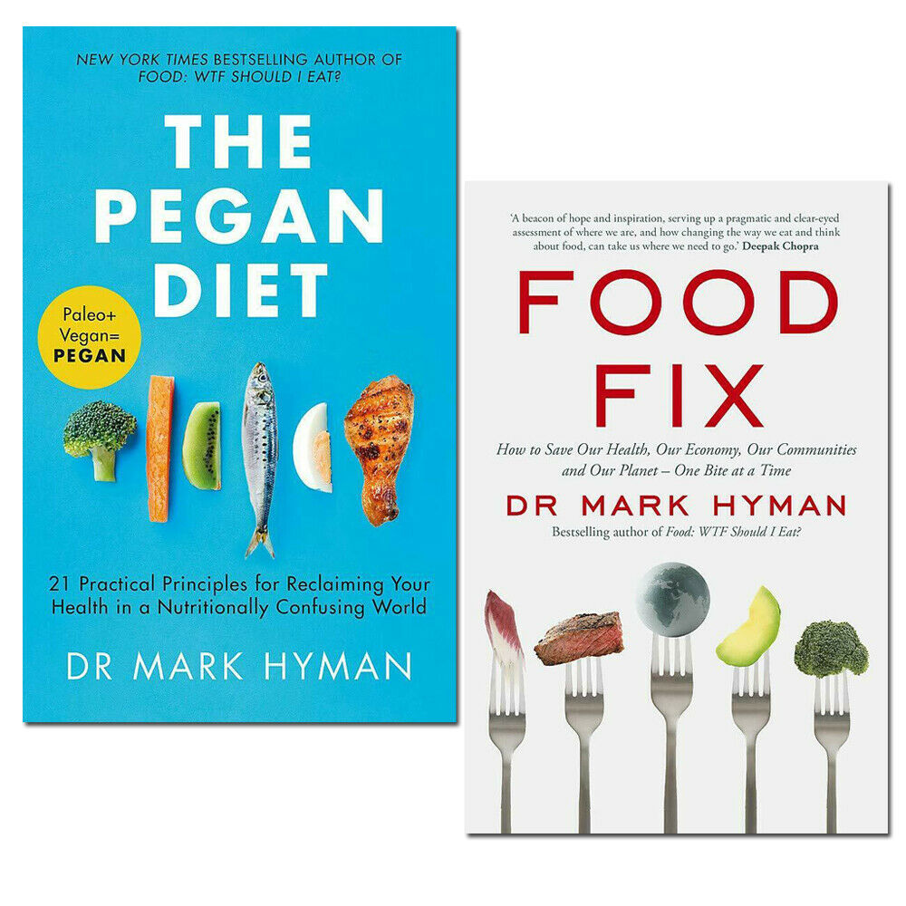 Dr Mark Hyman 2 Books Collection Set - The Pegan Diet and Food Fix - Paperback non-fiction nutrition books