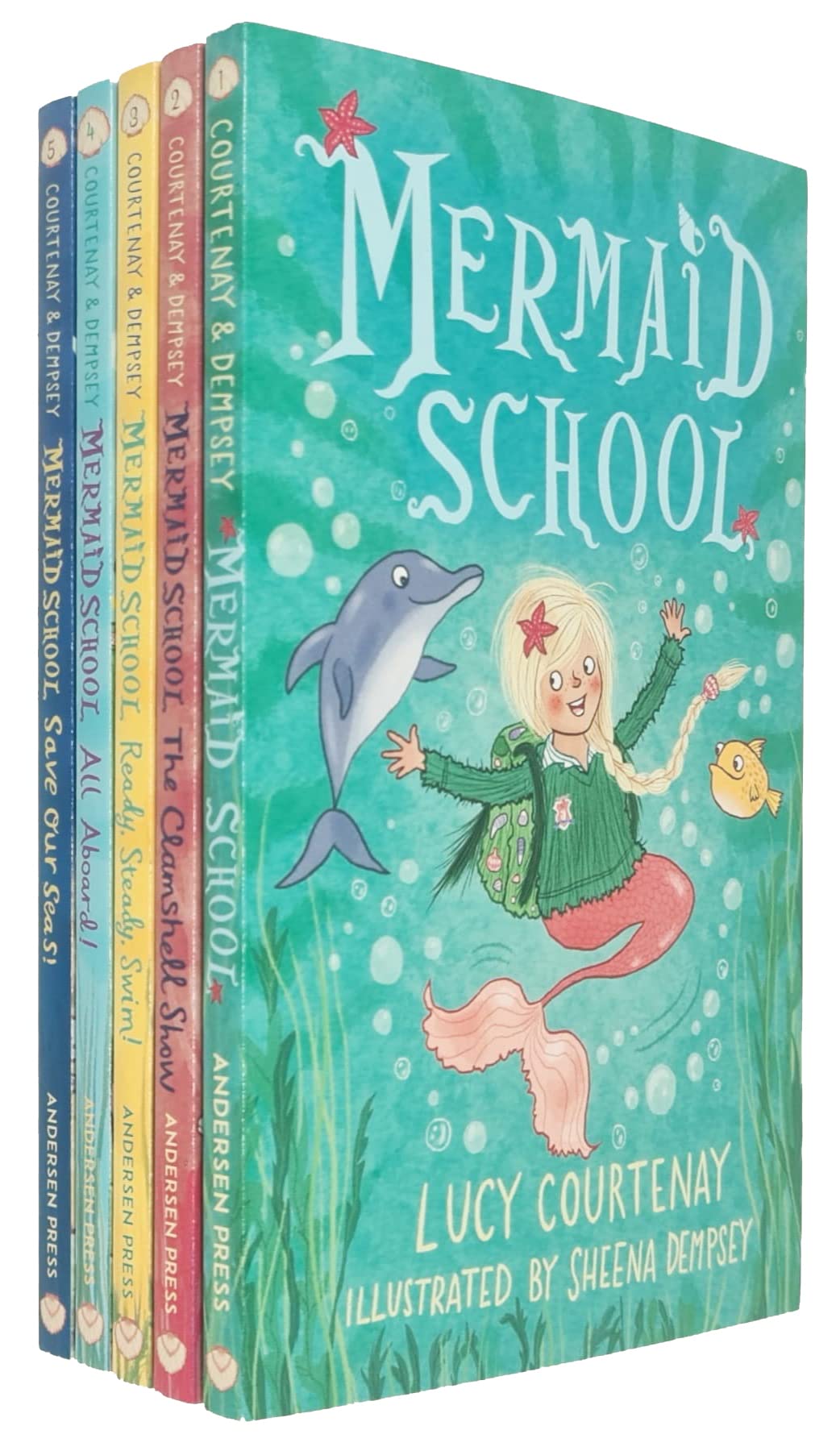 Mermaid School Series by Lucy Courtenay - 5 Books Collection Set - Ages 6-9 - Paperback, featuring Mermaid School, The Clamshell Show, Ready Steady Swim, All Aboard and Save Our Seas