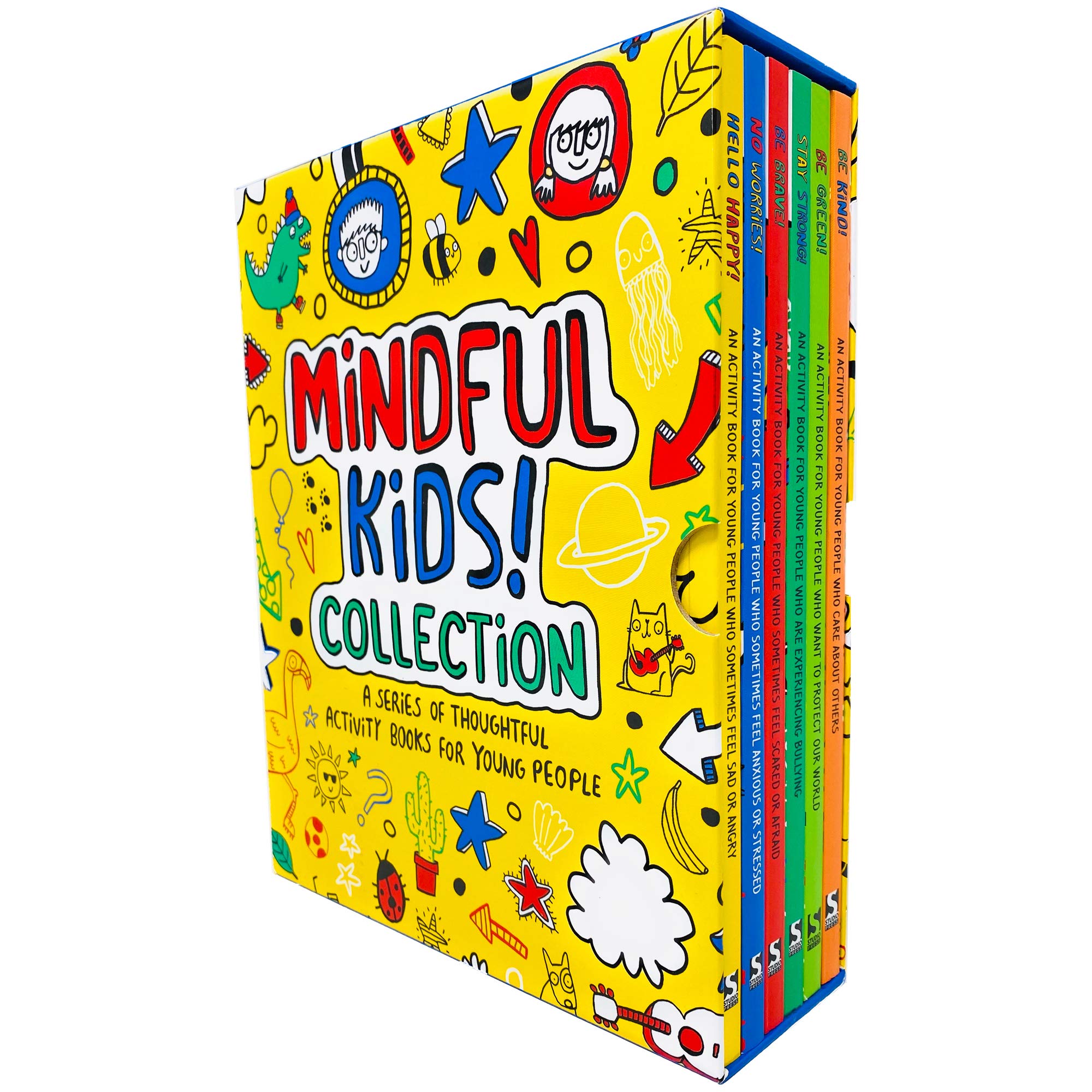 Mindful Kids 6 Books Collection Set by Sharie Coombes - No Worries, Hello Happy, Be Brave, Be Kind, Be Green, Stay Strong - Paperback Activity Books Ages 7+