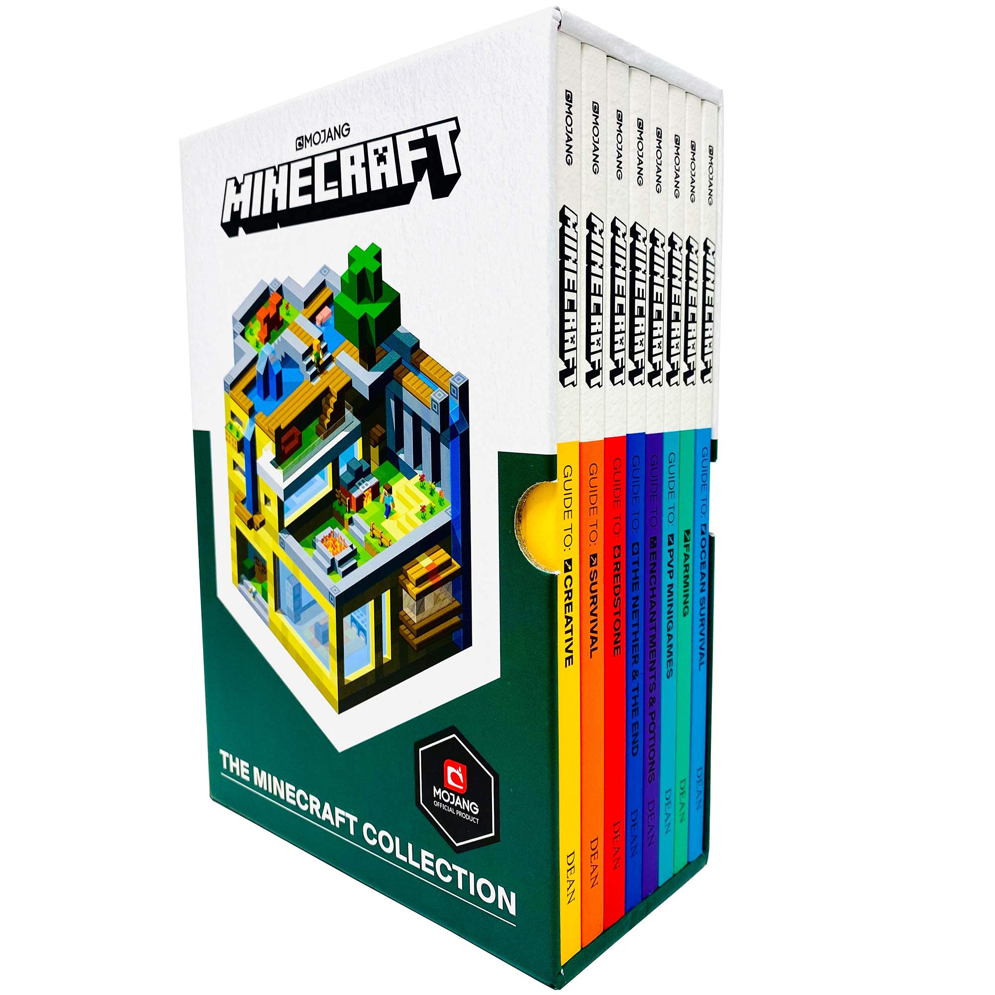 The Official Minecraft Guide Collection 8 Books Box Set by Mojang AB - Paperback guides for ages 7-9 covering Survival, Creative, Redstone, Farming, Ocean Survival, PVP Minigames, Enchantments and Potions, and The Nether and the End