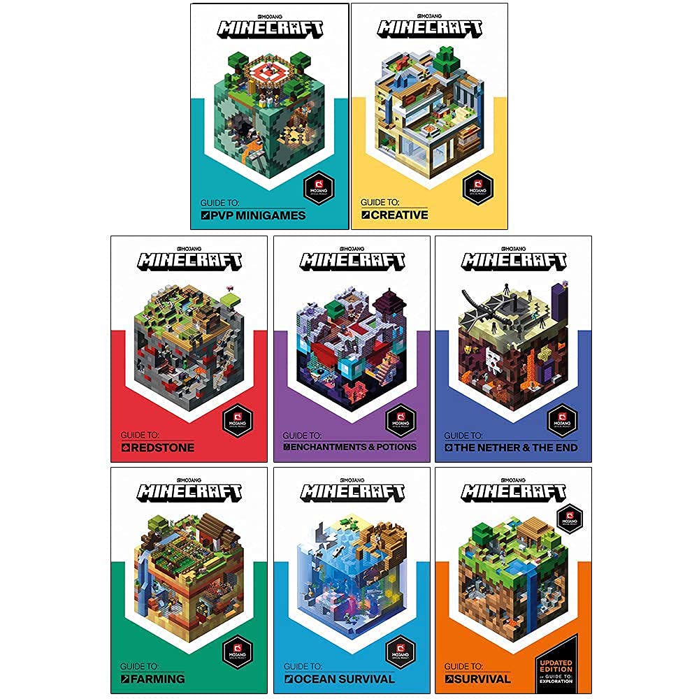 Minecraft Guide Collection 8 Books Set by Mojang AB - Paperback books in hardback slipcase - Redstone, Farming, Survival, PVP Minigames and more - Ages 6+