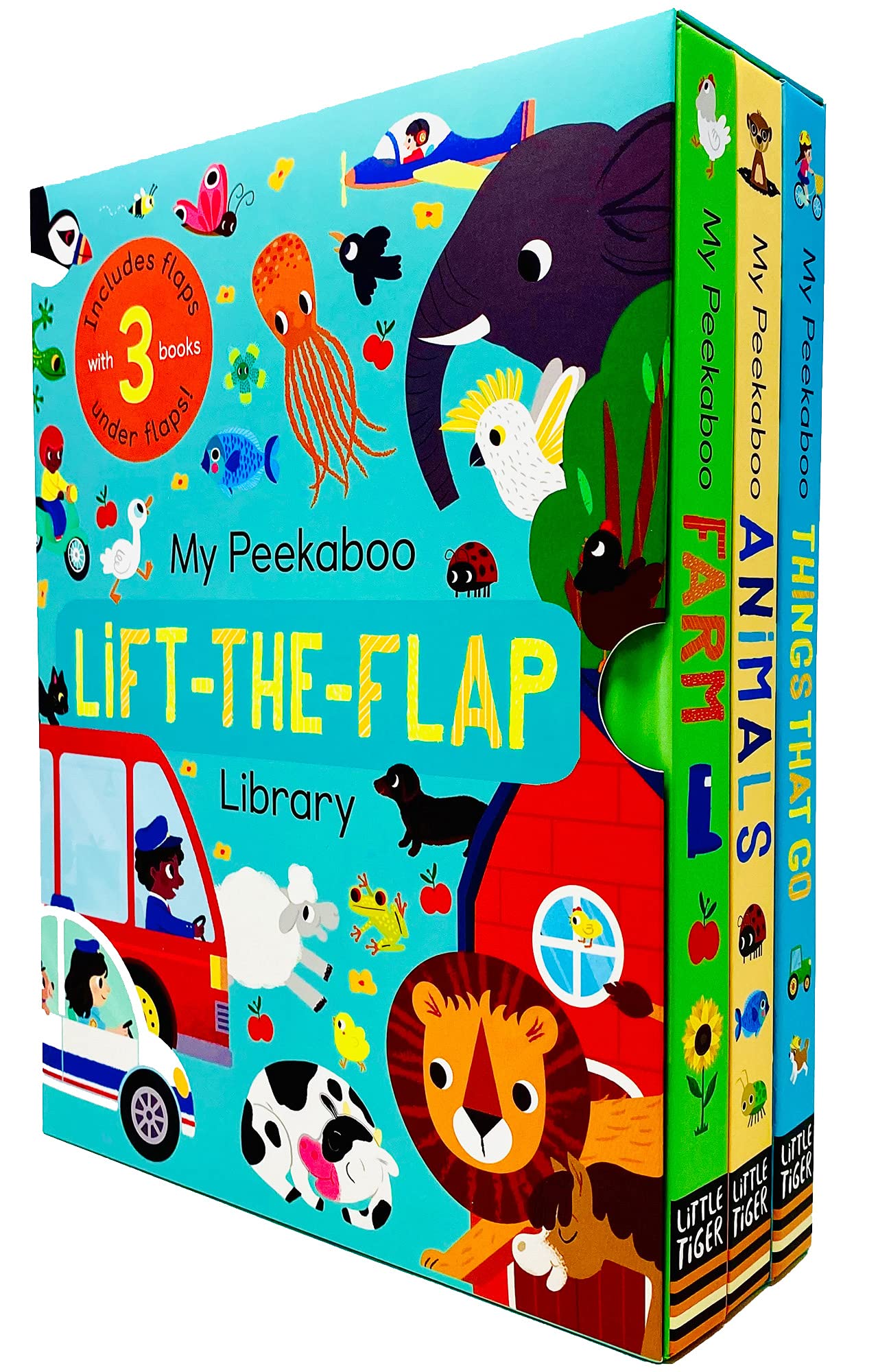 My Peekaboo Lift The Flap Library 3 Books Collection Set by Jonny Marx - Things That Go, Animals, Farm - Hardback flap books for ages 0-5