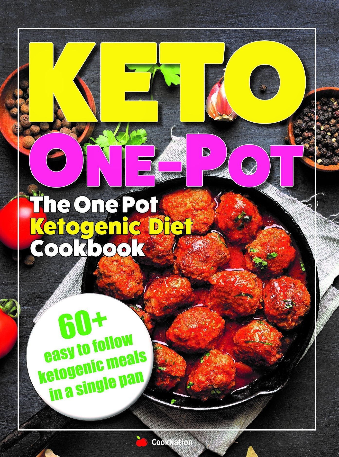 The One Pot Ketogenic Diet Cookbook by Iota - keto diet paperback cookbook cover, one-pot high-fat low-carb recipes