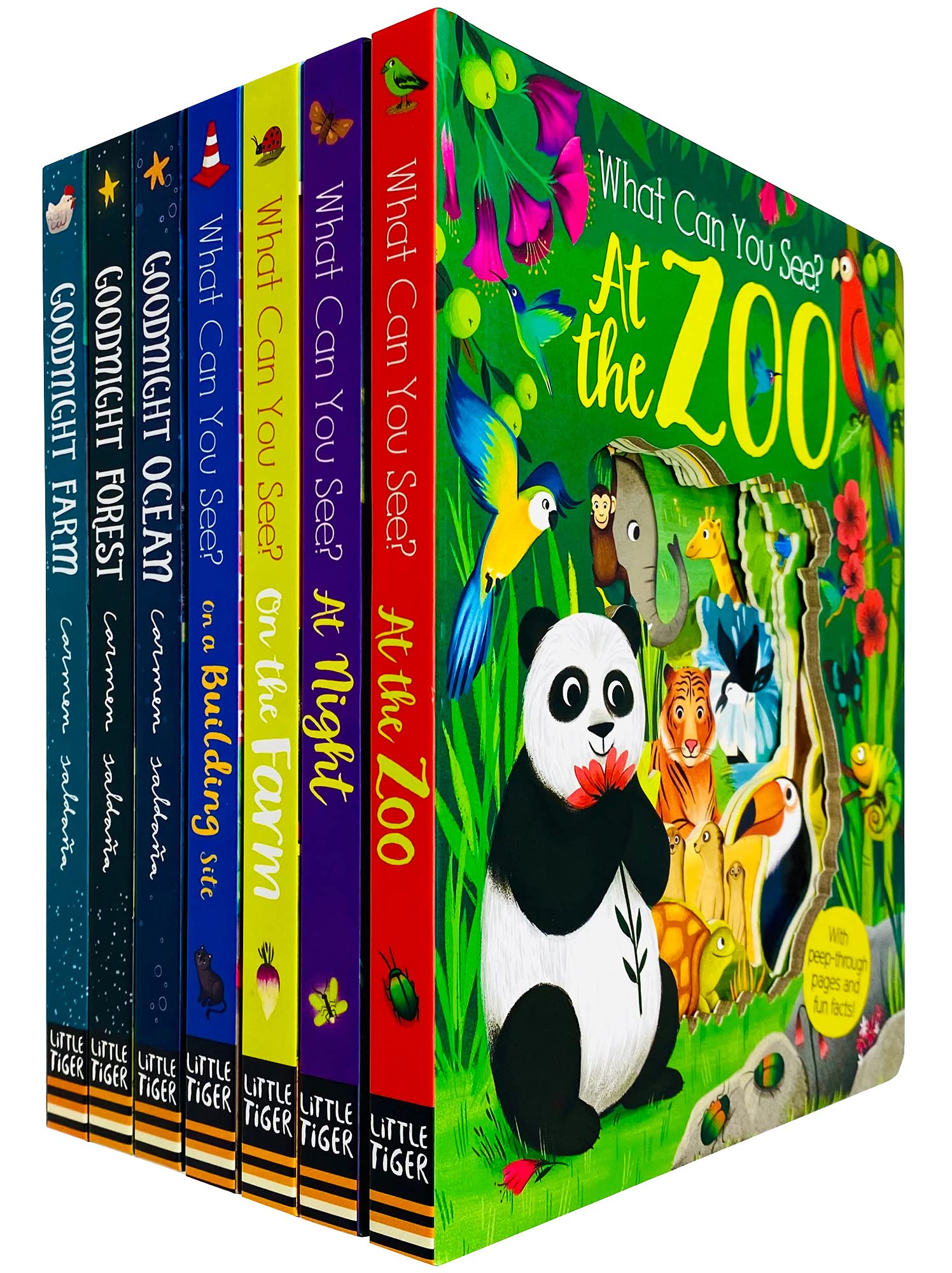 Peep Inside Series 7 Books Collection Set by Kate Ware - Board Book, Ages 2-5, includes Goodnight Ocean, Goodnight Forest, Goodnight Farm, What Can You See? At the Zoo, At Night, On the Farm, On a Building Site