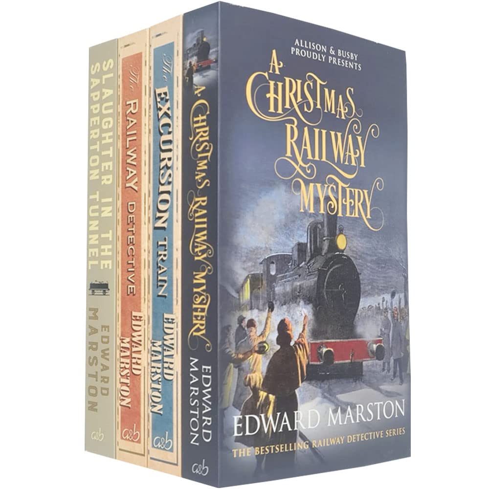 The Railway Detective Series 4 Books Collection Set by Edward Marston - Paperback - includes The Railway Detective, The Excursion Train, A Christmas Railway Mystery and Slaughter in the Sapperton Tunnel