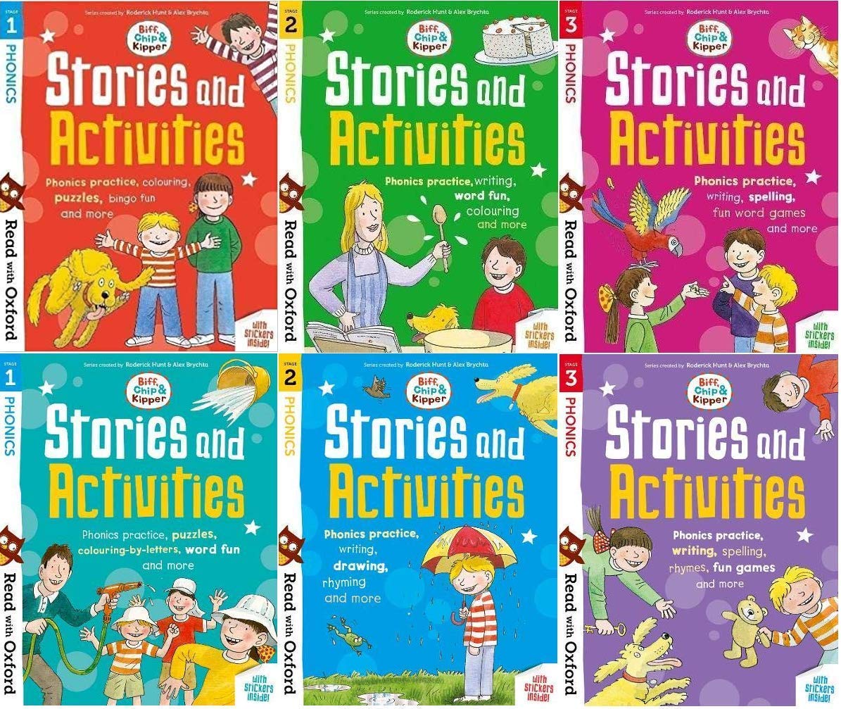 Read with Oxford Phonics Practice Stage 1-3 Biff, Chip and Kipper 6 Books Collection Set - Ages 3-6 - Paperback
