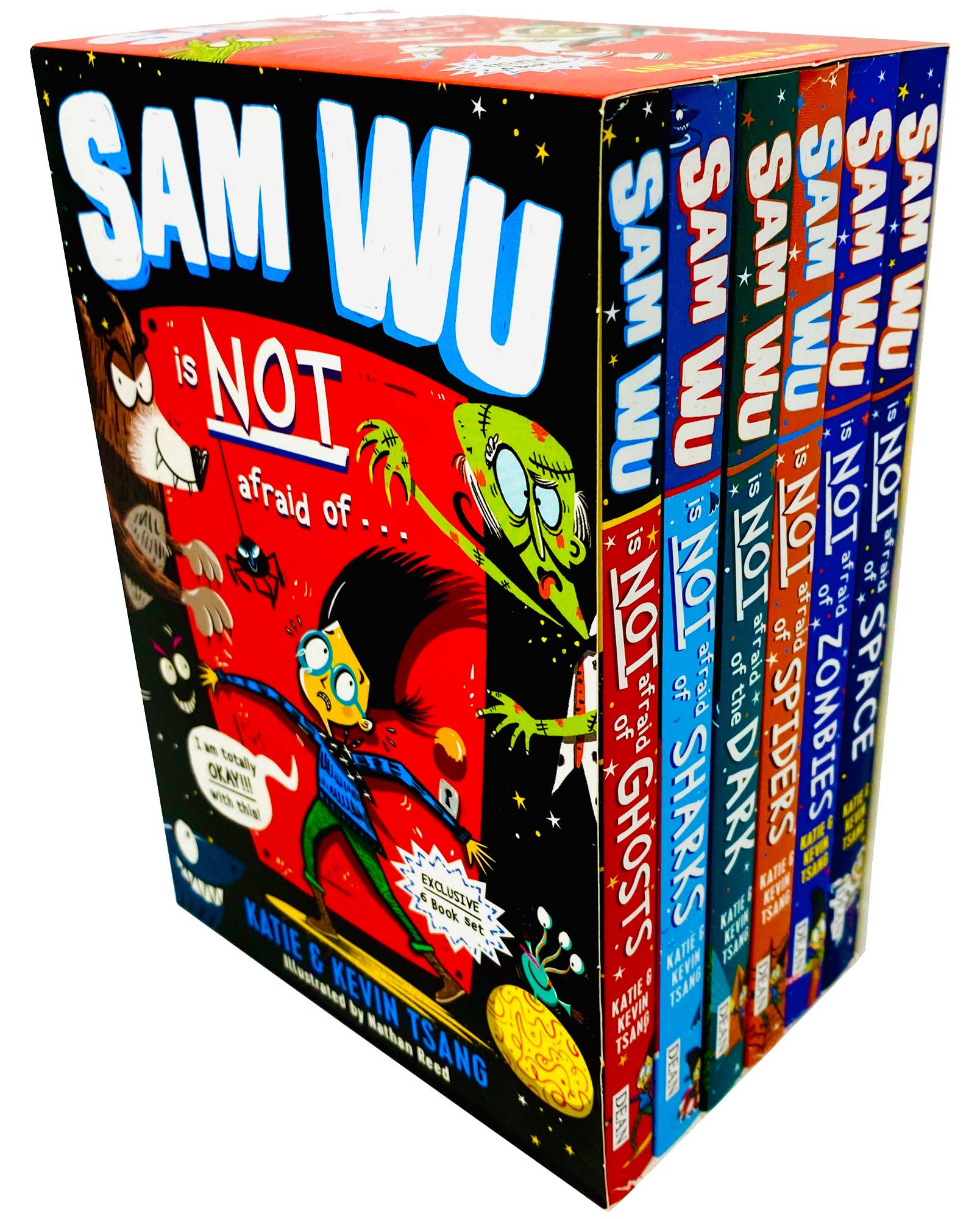 Sam Wu Is NOT Afraid Of Series 6 Books Collection Box Set by Kevin Tsang - Paperback - Ghosts, Sharks, Dark, Spiders, Zombies, Space - Ages 6-9