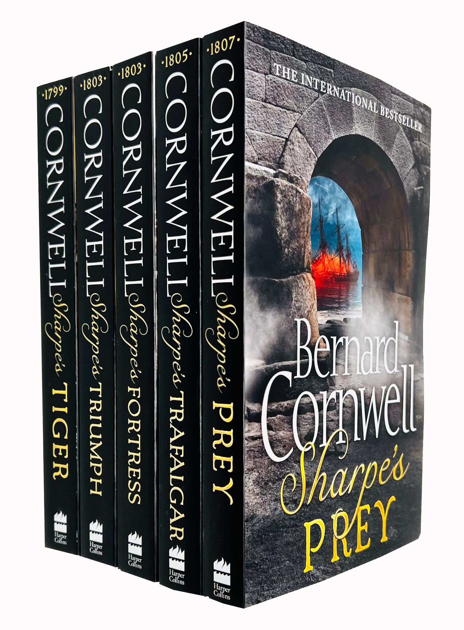 Sharpe Series Books 1 to 5 Collection Set by Bernard Cornwell - Tiger, Triumph, Fortress, Trafalgar, Prey - Adult Historical Fiction Paperback